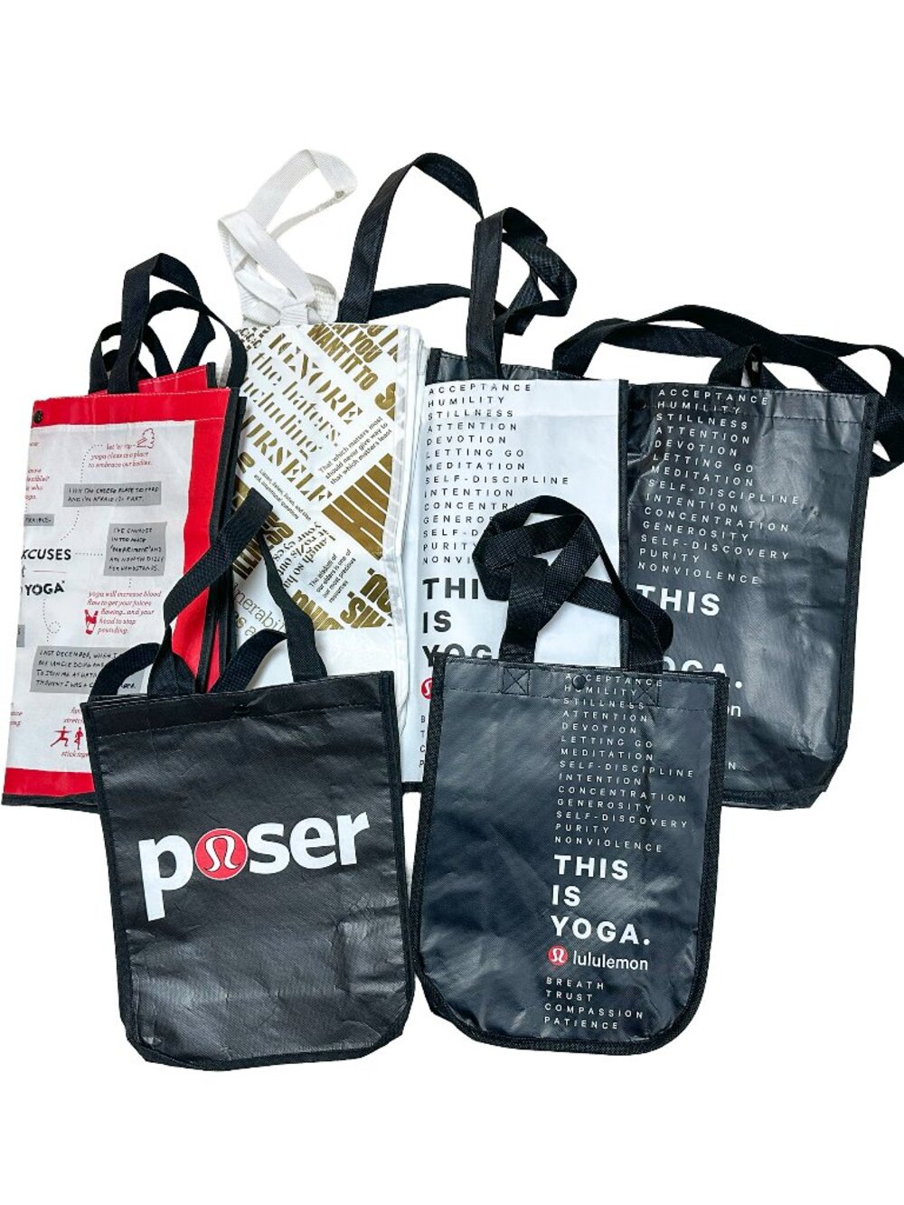 Lululemon Reusable Large and Small Tote Bags Bundle Set of 6